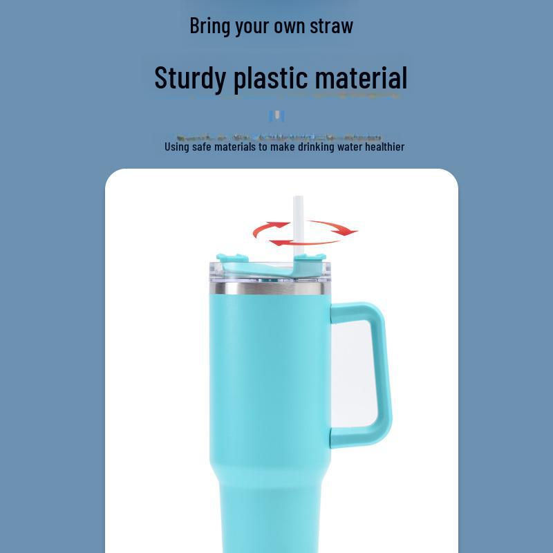 Кружка для путешествий из нержавеющей стали 40 унций с ручкой и соломинкой - Изолированная для горячих и холодных напитков, Настраиваемая