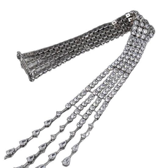 Женская брошь Сверкающая брошь-булавка с инкрустацией из искусственных кристаллов Дизайн с длинным шипом Геометрическая плечевая цепочка Аксессуар для вечеринки