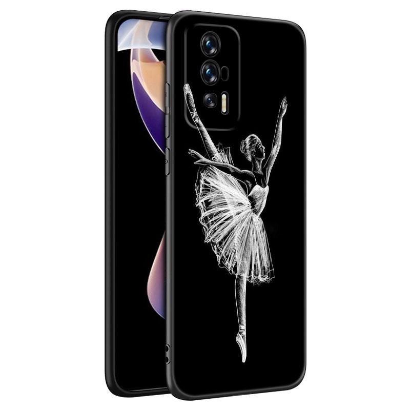 Черный силиконовый чехол для телефона с балериной для Xiaomi Redmi 7A 8A 9A 10A 11A 9C 10C 12C 13C 11 Prime A1 A2 Plus 12 4G Note 9T 12R