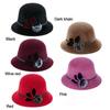 Ladies Casual Basin Hat Bowler Hat With Flower Wool Hats Fedoras Cap Dome Hat
