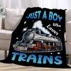 Мальчик, который любит поезда, Плед Милый узор с паровозом Пледы для детей Мальчиков Уютный Мягкий Фланелевый Плед для Дивана Кровати Диванчика