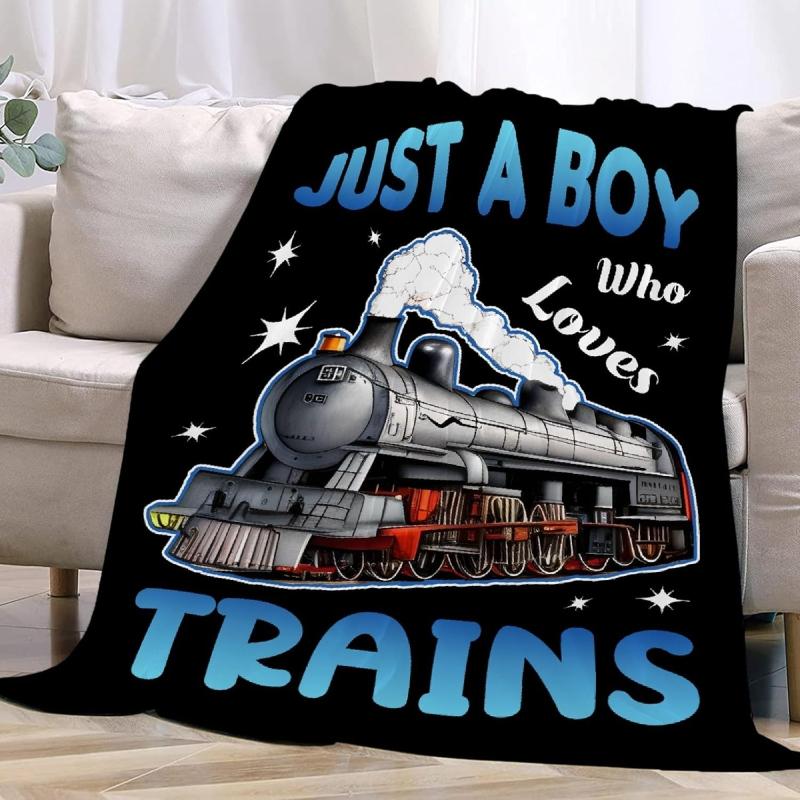 Мальчик, который любит поезда, Плед Милый узор с паровозом Пледы для детей Мальчиков Уютный Мягкий Фланелевый Плед для Дивана Кровати Диванчика