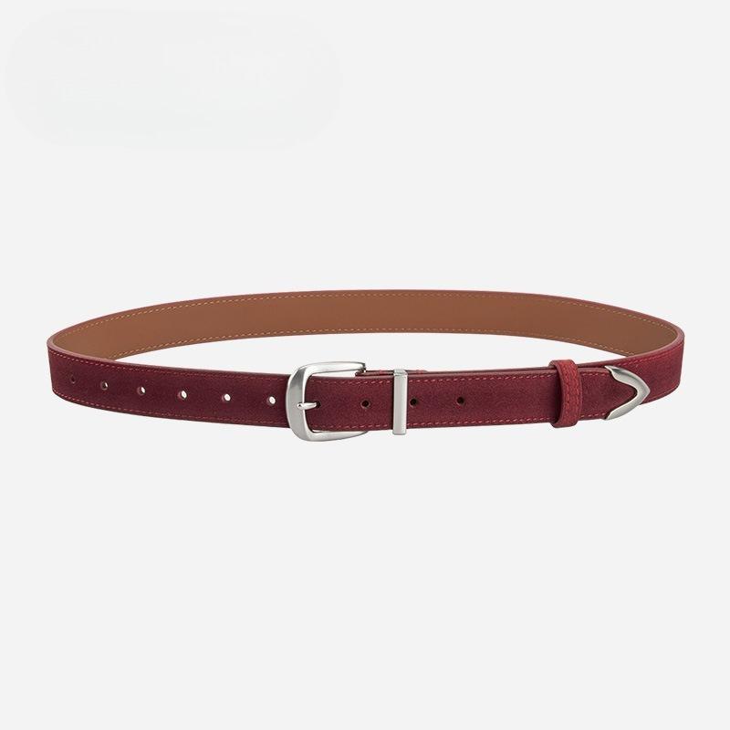 Женский ремень из натуральной кожи, матовый реверсивный бархат, ретро, корейский стиль, модный, универсальный, для юбки, джинсов