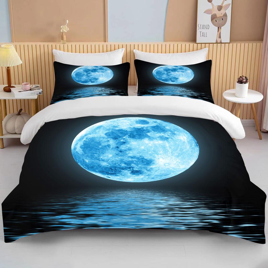 Комплект постельного белья «Луна» с ночным видом, комплект пододеяльников с наволочкой, постельное белье King Queen, полный двойной одинарный размер, Роскошное постельное белье, декор