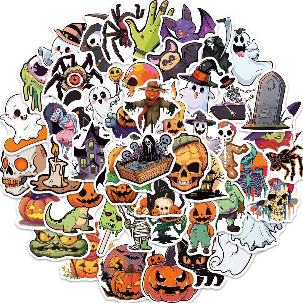 50 New Cartoon Halloween Graffiti Stickers Personalized Decorative Guitar Notebook Suitcase DIY Waterproof