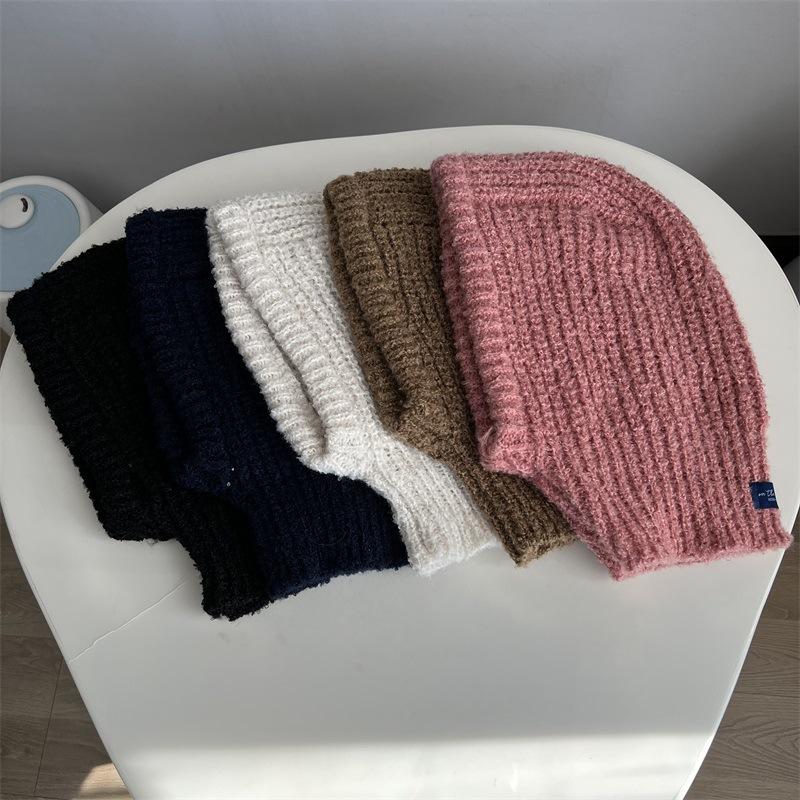 Thick Thread Knitted Balaclava Hat Scarf Integrated Shawl Women's Winter Fashion Warm Hat