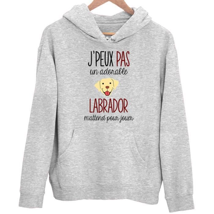 Sweat à Capuche - Labrador - Unisexe - Humour Drôle - Gris
