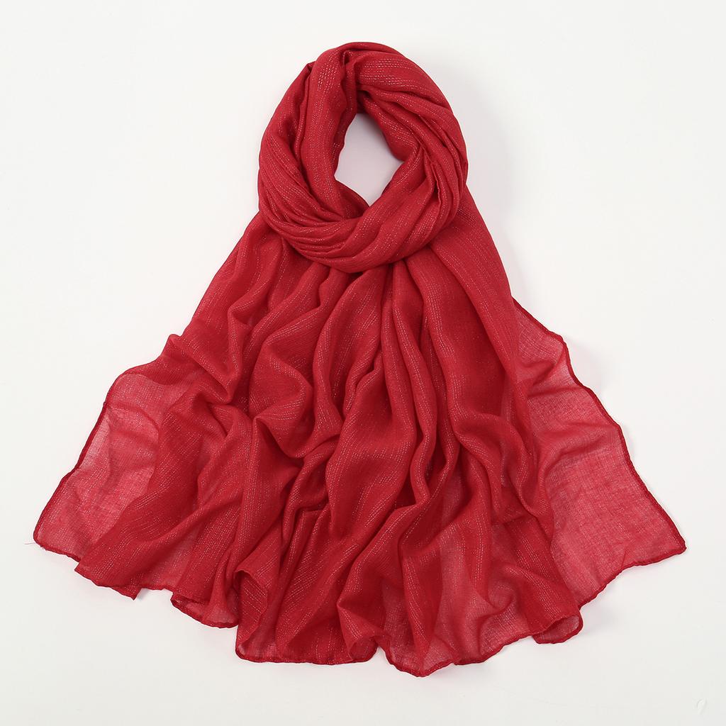 Big Size Pleated Shimmer Cotton Hijab Scarf For Women Muslim Long Shawls Solid Headscarf Wraps Islamic Headband Turban 180*90cm
