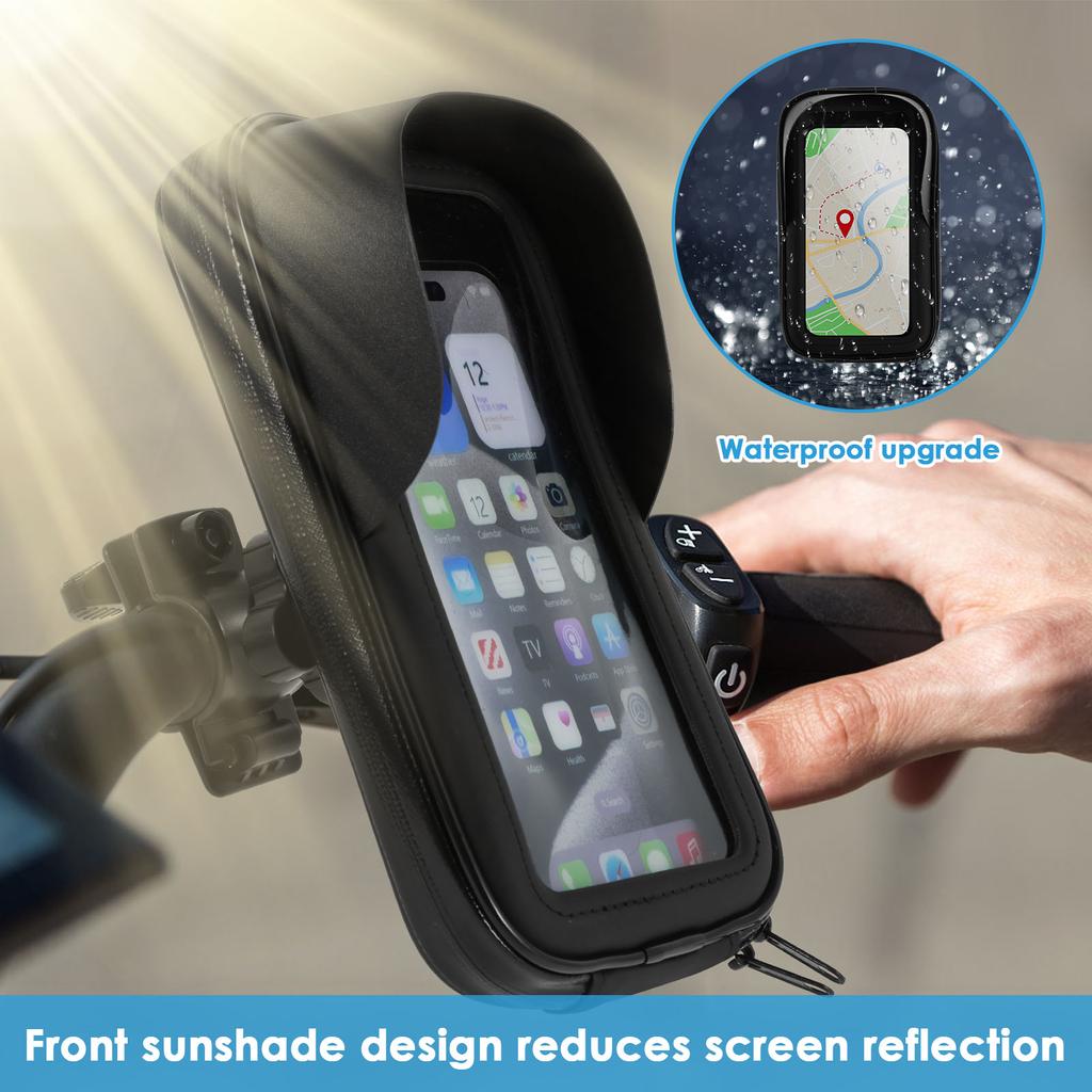 Bike Phone Holder Bag Waterproof Motorcycle Handlebar Bag 360° Rotatable Bicycle Pouch Touch Screen Phone Mount Accessories