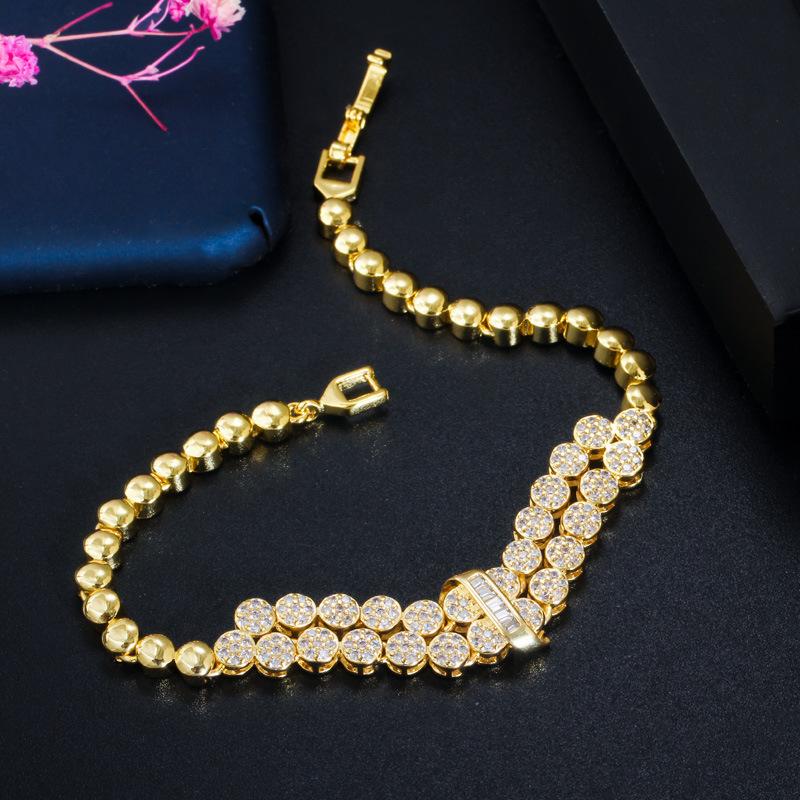 S0177 Браслет из микроцирконов Super Sparkle, Изысканное женское украшение для рук, Покрытие из 18-каратного золота