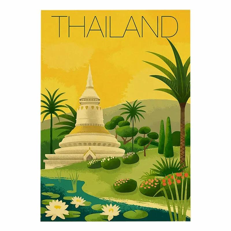 Винтажные металлические таблички с городами и пейзажами для путешествий Италия Япония Таиланд Таити Ретро-постеры для декора дома, бара, паба, клуба