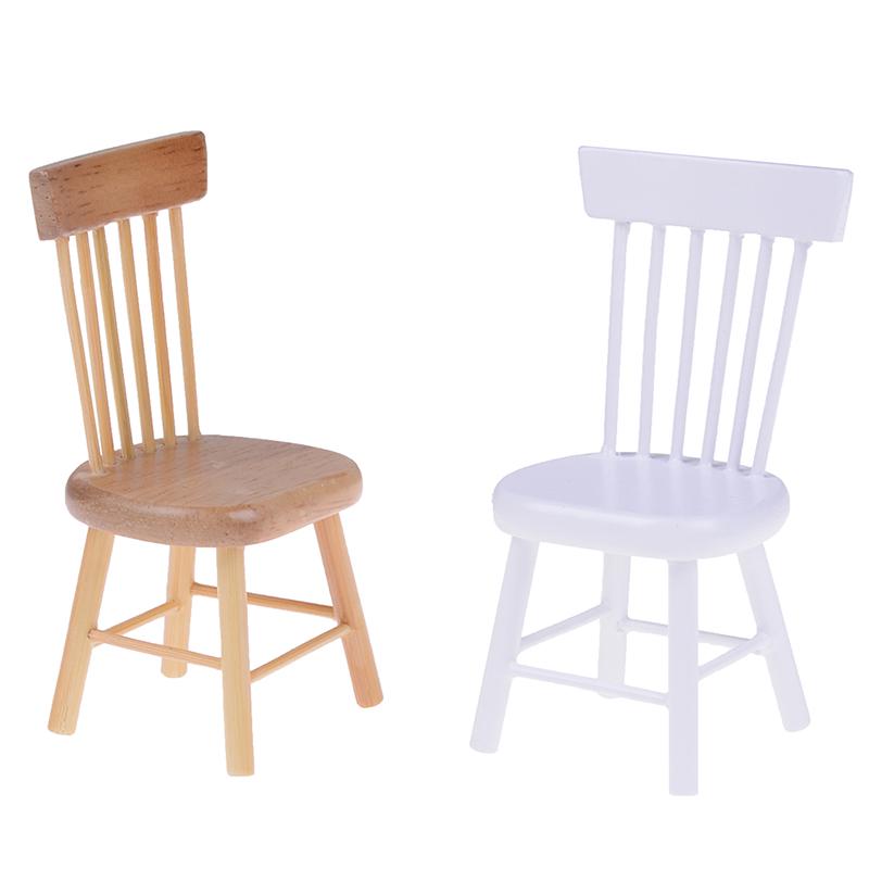 1:12 Миниатюрная обеденная мебель для кукольного домика, деревянный стул