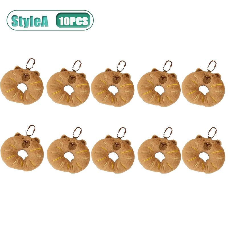 1-10PCS Adorable Capybara Plushie Keyring Funny Bread Topper Anime Style Fluffy Hanging Toy Cute Food Decor For Teens