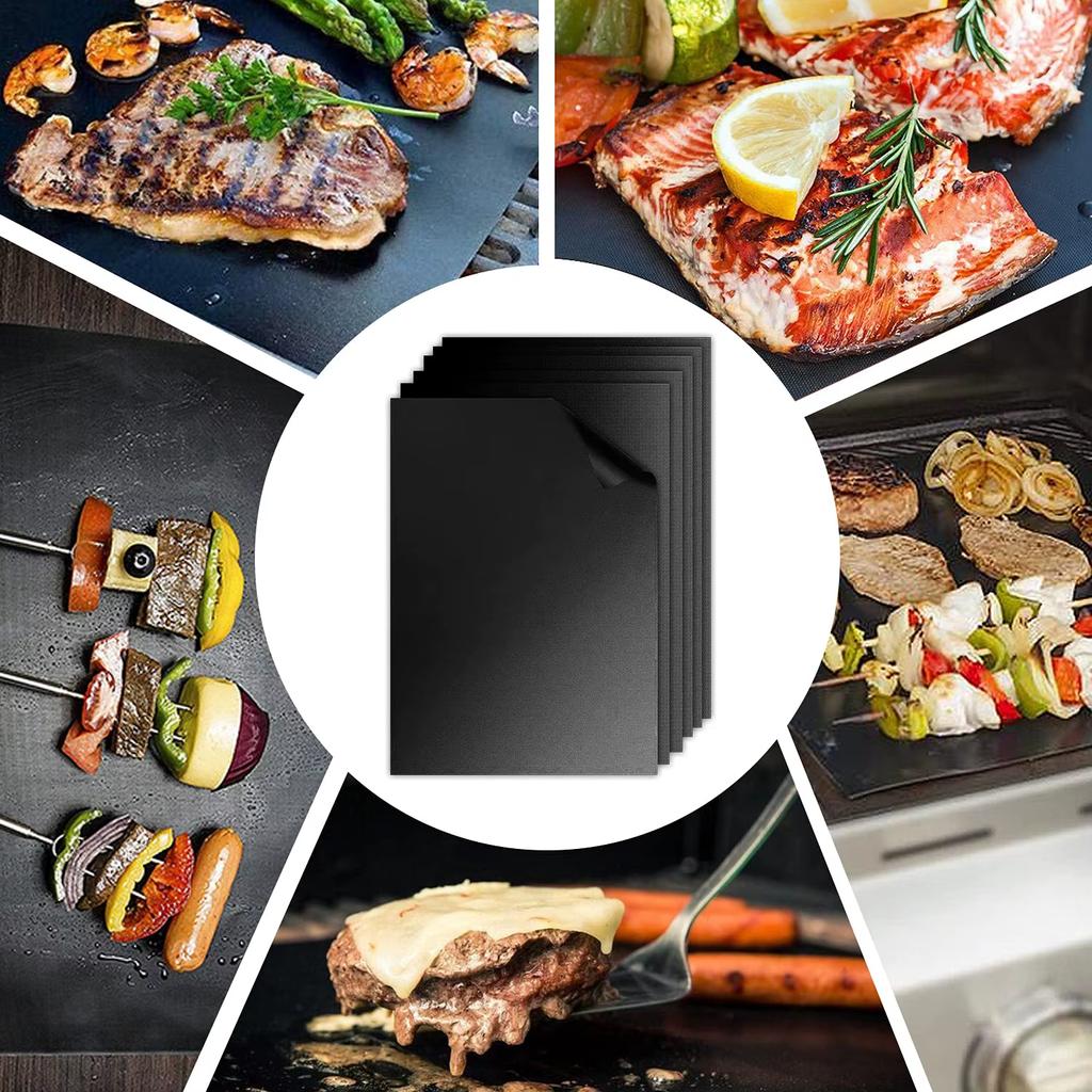1/5/10Pcs BBQ Grill Mat Barbecue Outdoor Baking Non-stick Pad Reusable Cooking Plate for Party PTFE Grill Mat Accessories