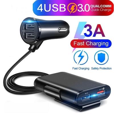 Универсальное автомобильное зарядное устройство с 4 портами USB, переднее сиденье, заднее сиденье, QC3.0, USB-адаптер для быстрой зарядки для автомобиля Char