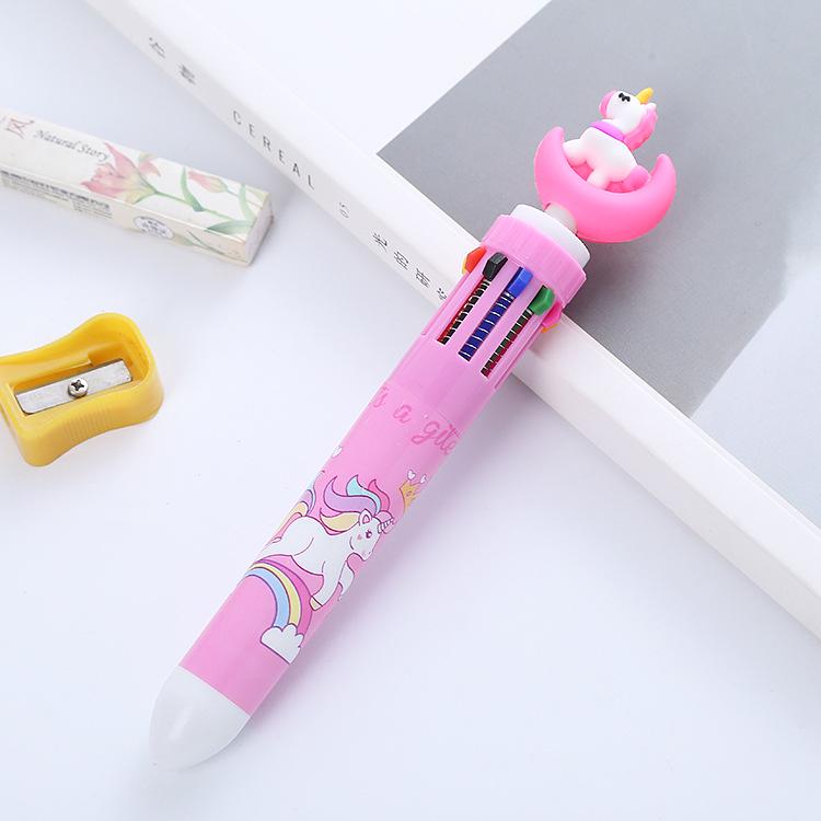 Cartoon Multi-Color Ballpoint Pen - 10 Colors for Cute Graffiti and Art, Ideal for Students