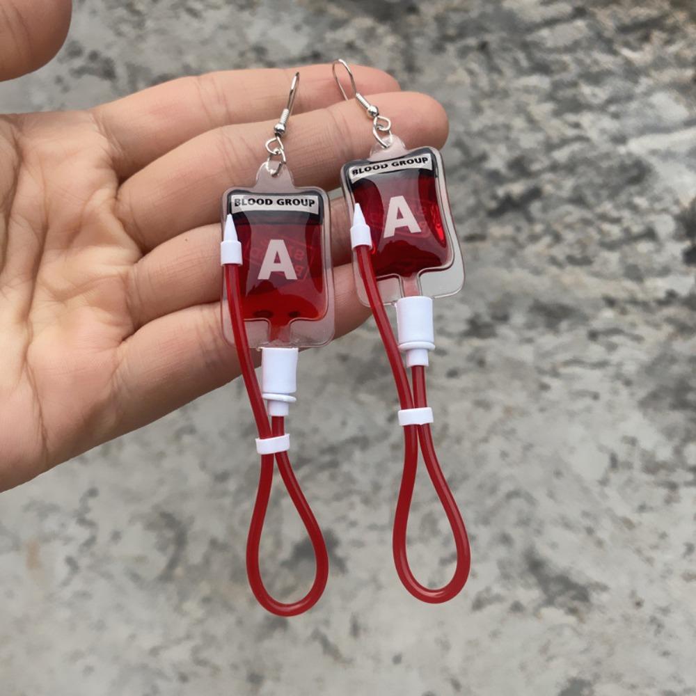 Bag Charm Blood Bag Necklace PVC Halloween Blood Ear Studs Prank Halloween Jewelry Cosplay