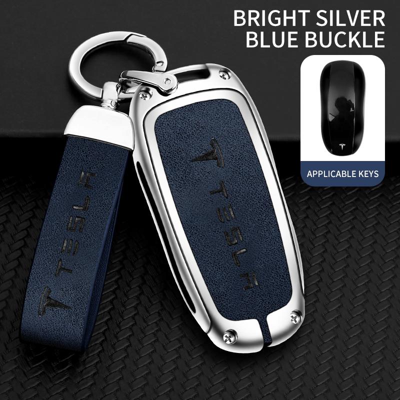 CSNK3 Zinc Alloy Car Fob Smart Remote Key Case Cover Holder For Tesla Model 3 Model S Model Y Model X Protector Keychain Accessories