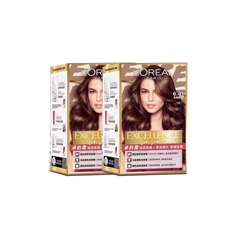 Loreal Paris Zhuoyun Cream Revitalizing Color Cream Zhuoyunshuang fashion series hair dye-6.41 caramel warm brown-2 boxes