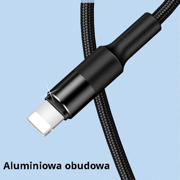 USAMS Kabel pleciony U5 3w1 1,5m 2Aczarny/black (lightning/microUSB/USB-C) SJ2193IN101 (US-SJ219)