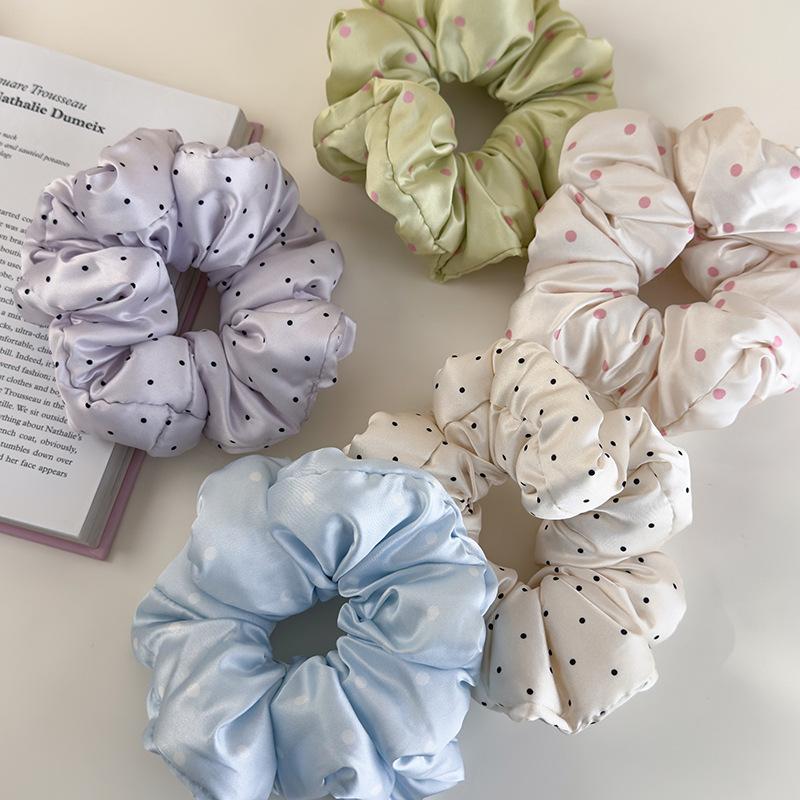 Girl Sweet Polka Dots Flowers Hair Scrunchies Solid Color Soft Filling Headbands Womens Classy Versatile Head Rope Hair Tie New