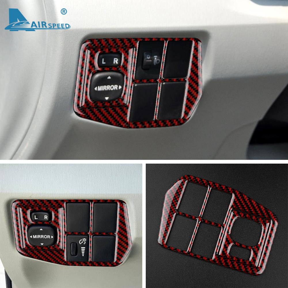 Настоящее мягкое углеродное волокно для Toyota Prius 2010 2011 Аксессуары Декоративные накладки на салон Кнопка переключателя бокового зеркала фар автомобиля Наклейка