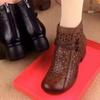 Новые женские модные ажурные ботильоны на среднем каблуке с мягкой подошвой, ретро дышащая удобная обувь 2025