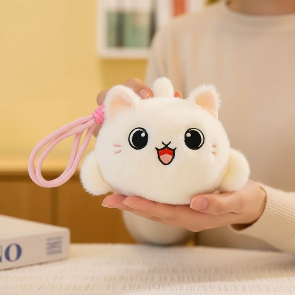 Slack Off Cat Stuffed Pendant Bag Charm Kitten Plush Keyring Creative Cat Plush Keychain Kids Toy
