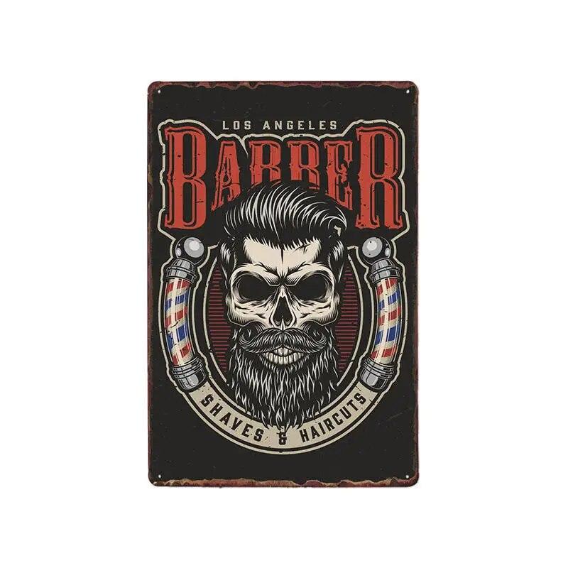 Hohappyme Vintage Barber Shop Metal Signs Barbershop Poster Bar Pub Retro Plaque Haircut and Shave Beard Iron Plates 20x30 Cm