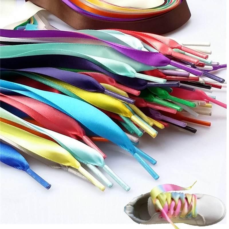 Colorful Polyester Ribbon Shoe Lace For Sneakers Satin Candy Color Flat Lace