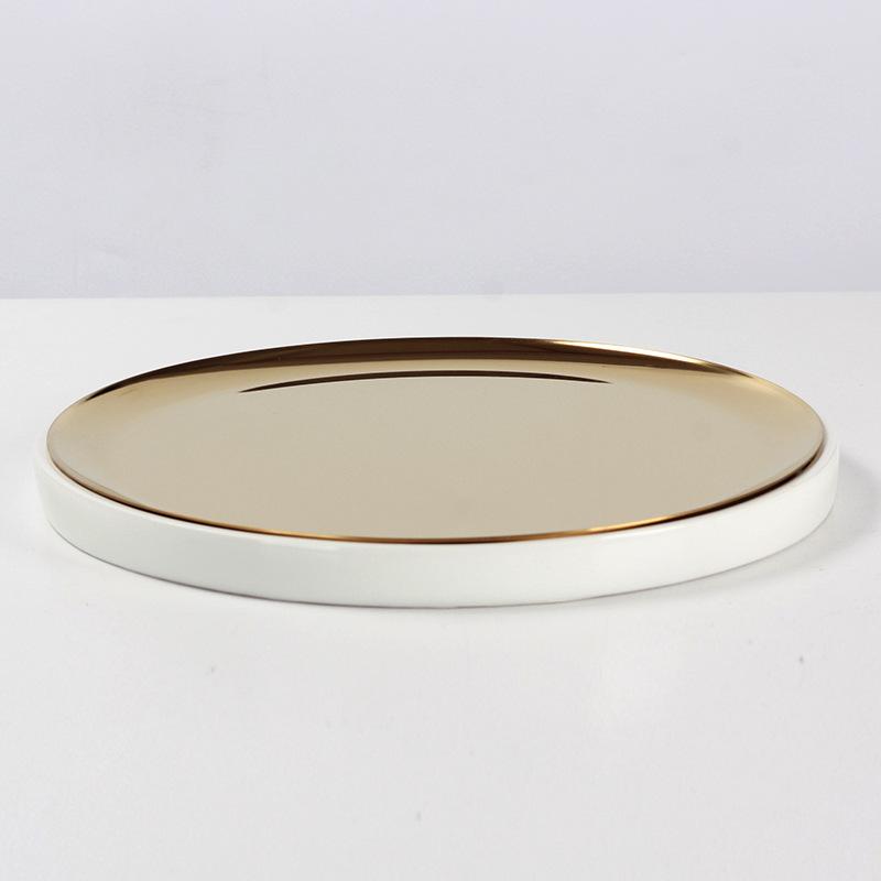 Легкий роскошный современный Ins Art круглый металлический поднос модель комнаты продаж офисный рабочий стол для хранения простые смоляные украшения