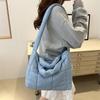 Yogodlns Solid Color Shoulder Messenger Bags Large Capacity Lightweight Quilted Totes Down Cotton Padded Puffy Handbags for Women