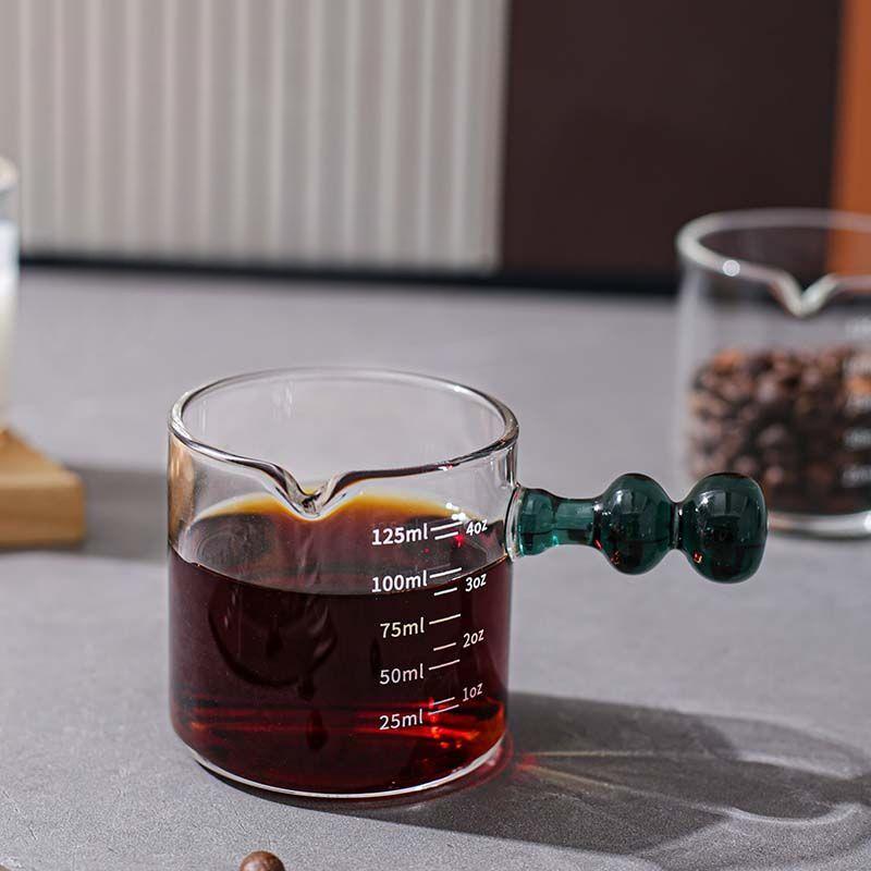 Small Glass Milk Cup Multifunction Espresso Extract Measuring Cup with Graduated Home Milk Pot Honey Ounce Cup Anti-hot Handle