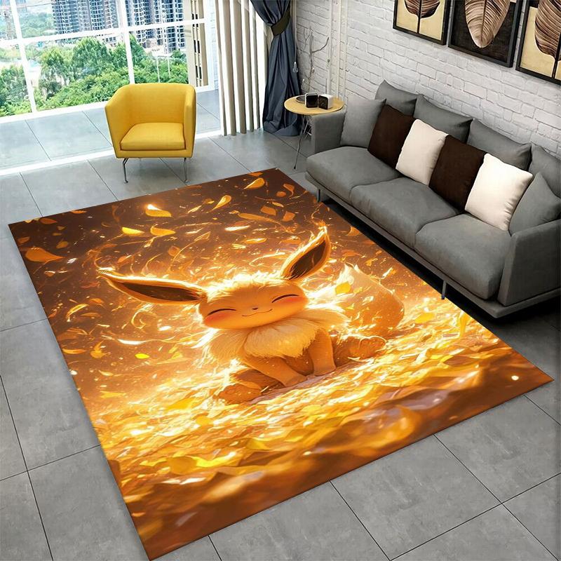 Classic Cartoon Pokemon Pikachu Non-Slip Area Rug for Living Room,Bedroom,Playroom,Soft Carpet Floor Mat Home Decor Rug Kid Room
