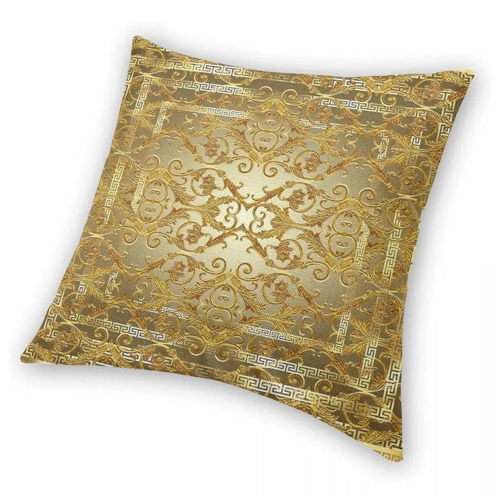 Greek Key Golden Baroque Style Pillowcase Double-sided Printing Cushion Cover Decorative Throw Pillow Case Cover Home Square