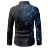 Весна Осень Новая Мужская Рубашка с Длинным Рукавом Мужская Повседневная Деловая Рубашка с Лацканами с 3D Цифровой Печатью