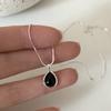 Серебряное ожерелье с черным агатом для женщин и девочек, змеиная кость, подвеска в виде капли воды, ювелирный подарок, дропшиппинг