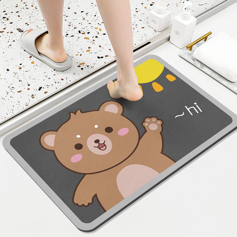 Diatom Mud Mat Toilet Cartoon Top Restroom Mat Non-slip Moisture-wicking Quick Drying Home Toilet Door Bathroom Pad