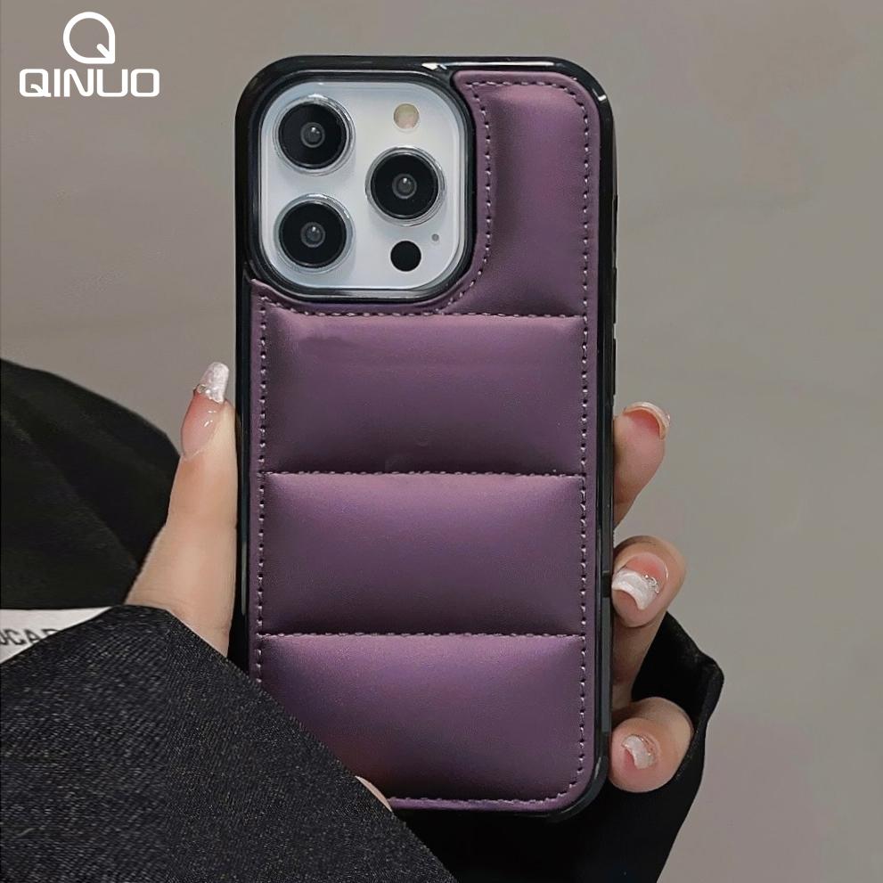 Зимняя теплая пуховая куртка Чехол-пуховик Для iPhone 17Air 17 16 15 14 13 12 11 Pro Max Plus Мягкая ткань Ударопрочный бампер