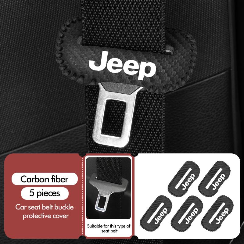 Car Seat Belt Buckle Protector Leather Safety Belt Anti Damage Cover For Jeep GE Cherokee Patriot Liberty Wrangler JK JL Commander