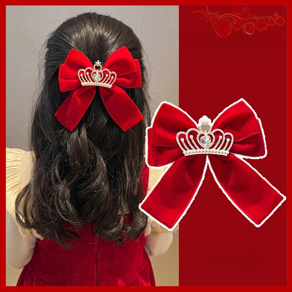 Headwear Red Bow Hair Clips Jewelry Tassels Pearl Barrettes Ribbon Hairpin Hair Styling Accessory
