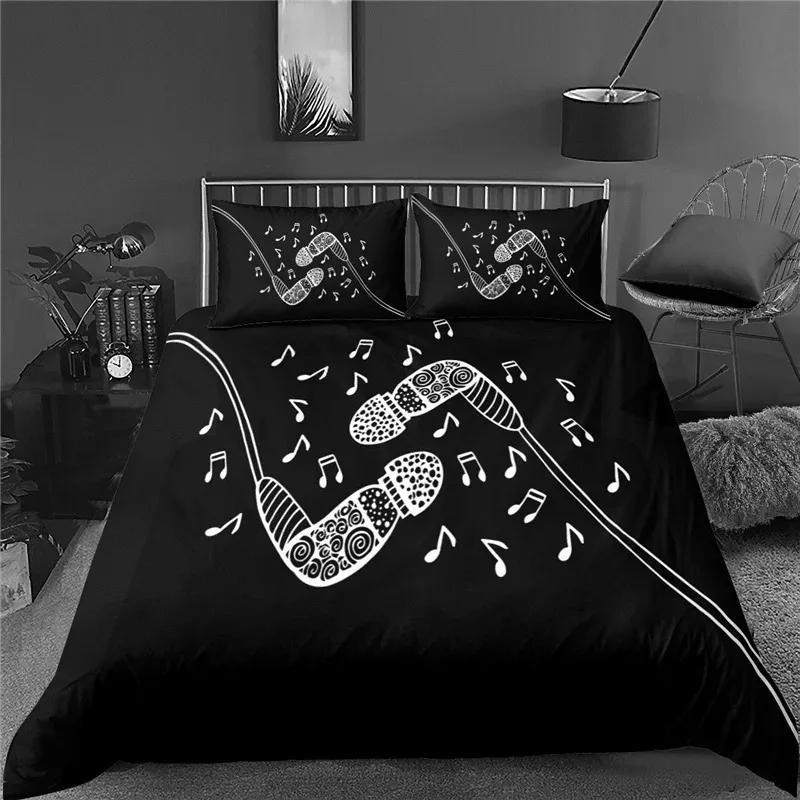 3d Music Notes Guitar Duvet Cover Set for Teens Adults Bedroom Decor Music Bedding Sets Fashion Hip Hop Comforter Cover