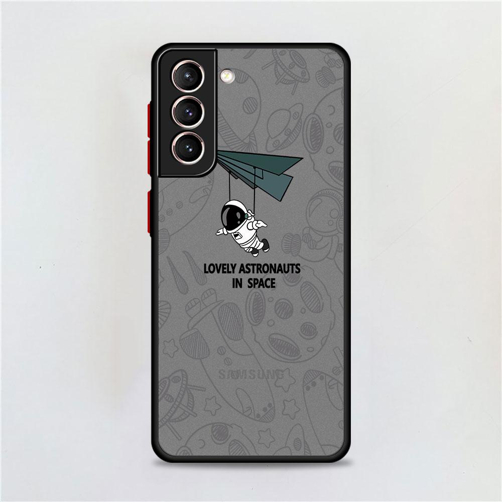 Матовый чехол с милым мультяшным астронавтом для Samsung Galaxy S22 S20 S21 FE S10 S9 Plus S8 Capa Note 20 Ultra 10 Lite, чехол для телефона