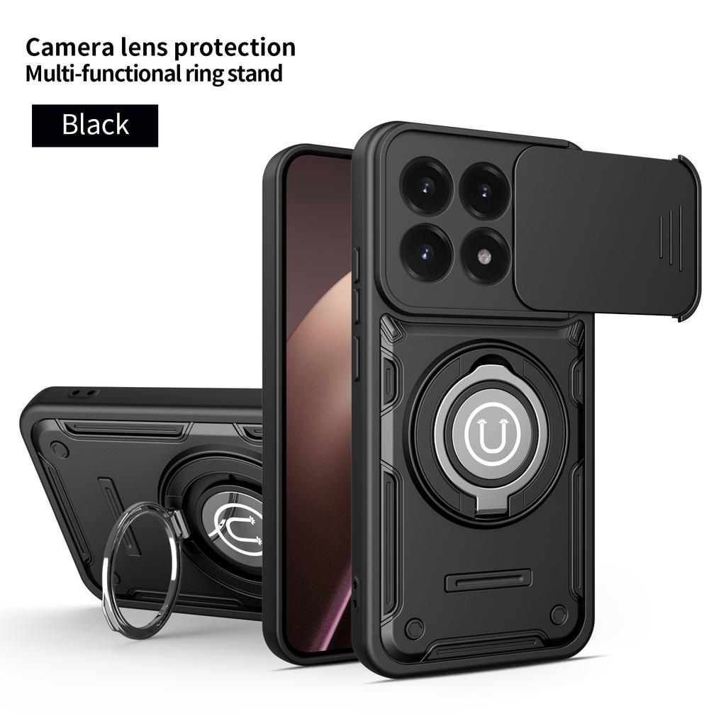Бронированный противоударный чехол для Xiaomi 17 5G с защитой шторки камеры, металлическим кольцом-держателем, защитная задняя крышка телефона Coque Fundas