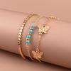 4Pcs/Set Geometric Charm Bracelets for Women Sunflower Thick Gold Bangles Bracelets Set Simple Wrist Chain Lady Boho Accessories