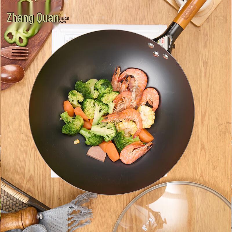 Zhang Xiaoquan 32cm 304 Stainless Steel Round Bottom Wok with Lid