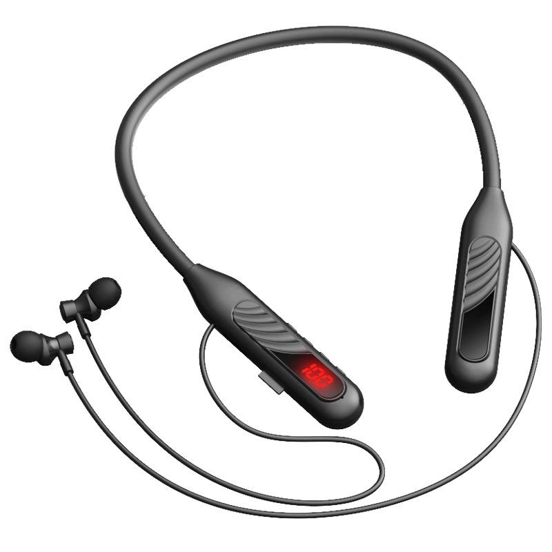 Спортивные Bluetooth-наушники-ожерелье BT-8 со слотом для карты, аккумулятором большой емкости, цифровым дисплеем и шумоподавлением