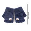 1pair Fashion Solid Comfortable Gloves Knitted Soft Elastic Half Finger Flip-up Plush