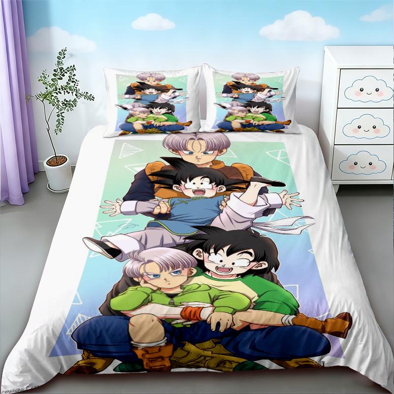 Пододеяльник Аниме Рисунок Dragon Ball Комплект постельного белья Детский Детский Комплекты пододеяльников Постельное белье Полуторный Односпальный King Детский Взрослый Подарок