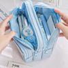 Chic Solid Color Pencil Case Korean Simplicity Transparent Pen Pouch Large Capacity Stationery Organizer Bag School Supplies